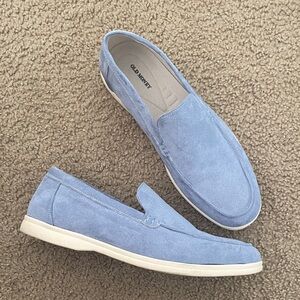 Old Money Men's Light Blue Suede Slip-On Loafers 10.5